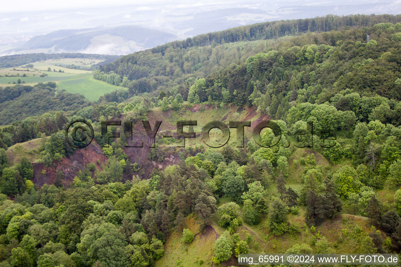 Aerial view of Weickersgrüben in the state Bavaria, Germany