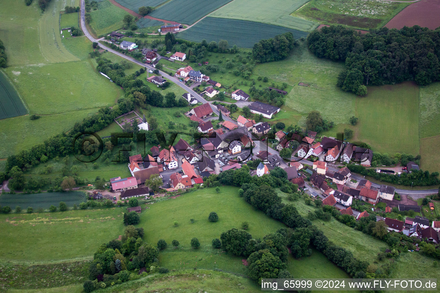 Oblique view of Weickersgrüben in the state Bavaria, Germany