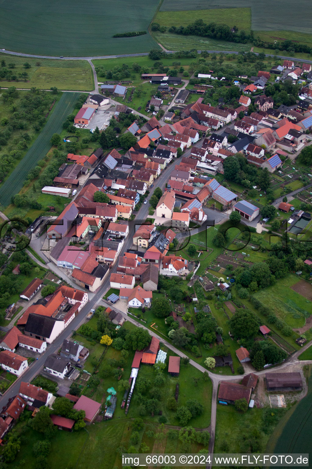 Aerial photograpy of District Weyersfeld in Karsbach in the state Bavaria, Germany