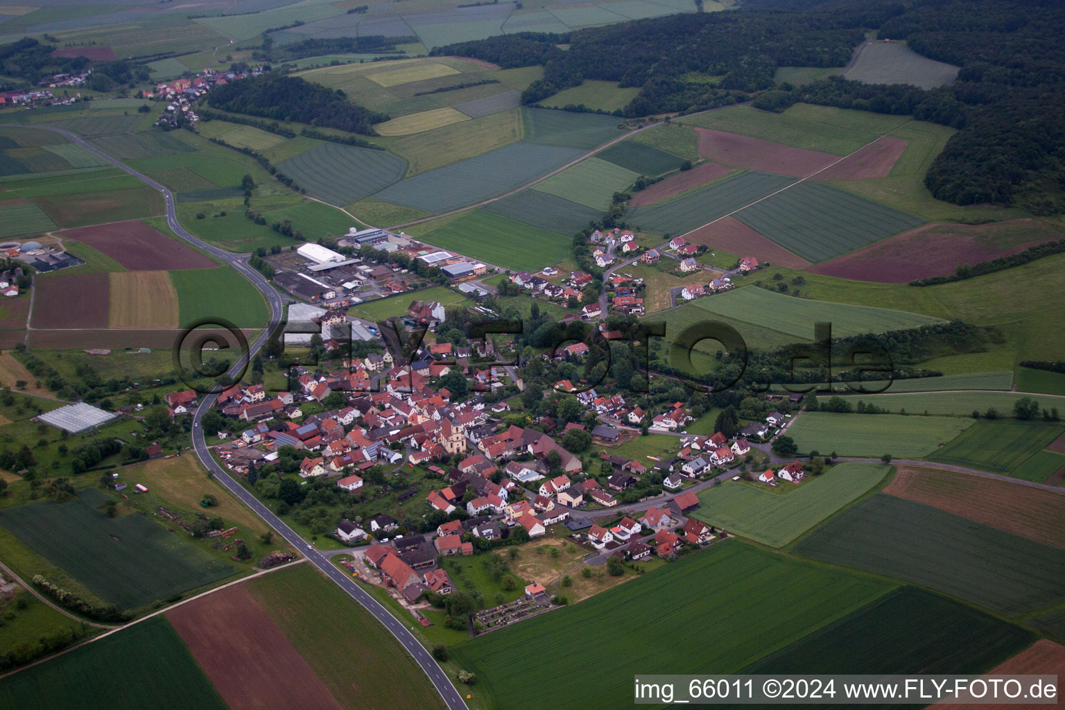 Village view in the district Heßdorf in Karsbach in the state Bavaria, Germany