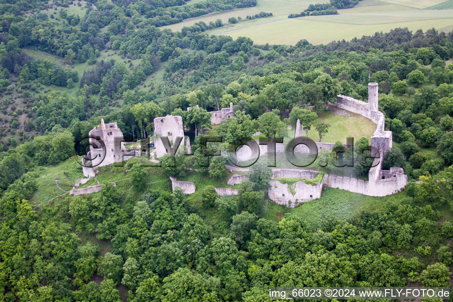 Gössenheim in the state Bavaria, Germany from above