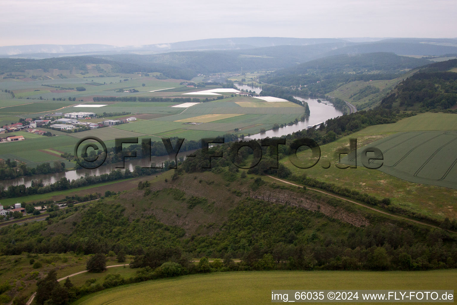 Main towards Gambach in Karlburg in the state Bavaria, Germany