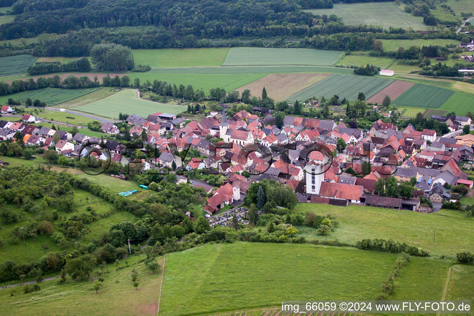 Aerial photograpy of Müdesheim in the state Bavaria, Germany