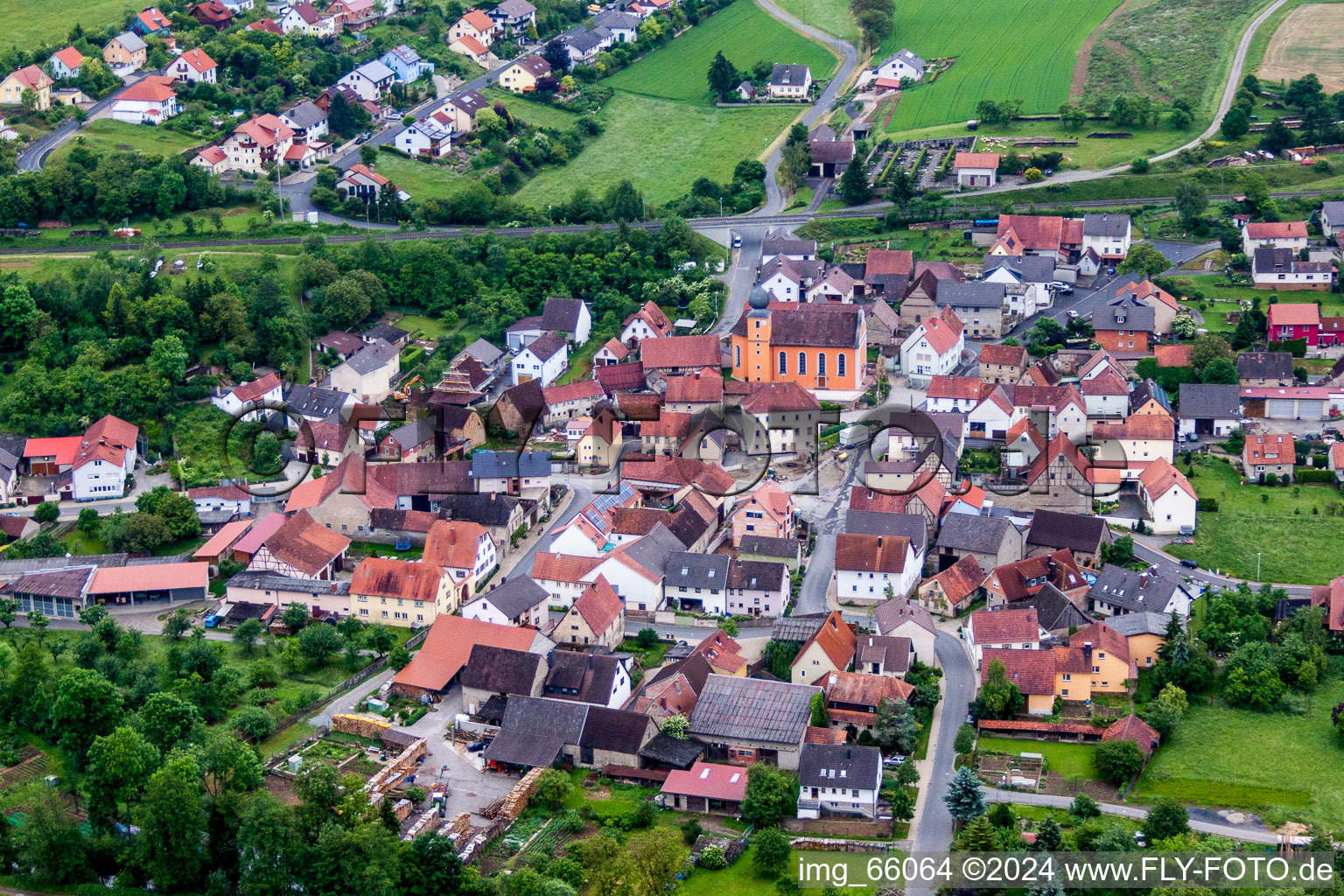 Village view in the district Reuchelheim in Arnstein in the state Bavaria, Germany