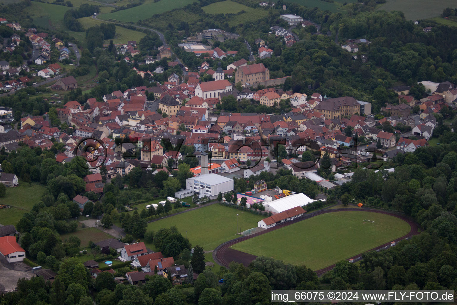 Drone recording of Arnstein in the state Bavaria, Germany