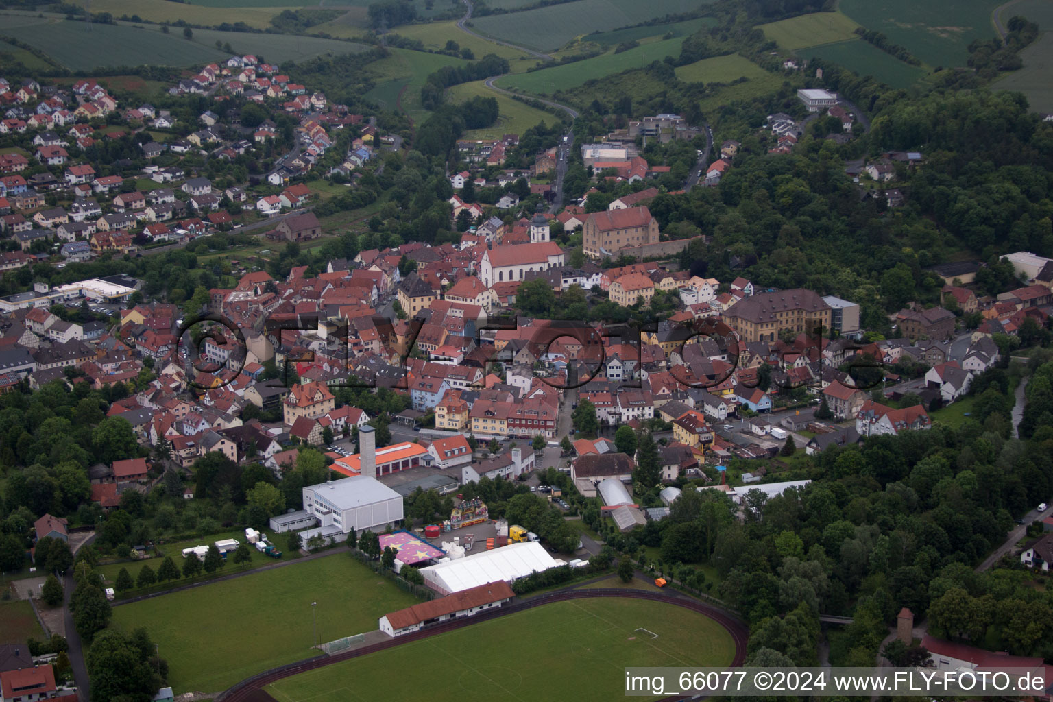 Drone image of Arnstein in the state Bavaria, Germany