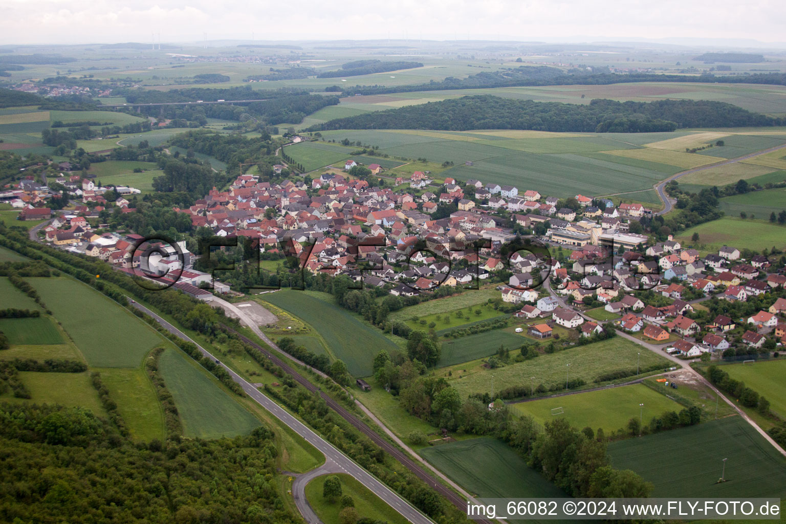 Gänheim in the state Bavaria, Germany from the plane