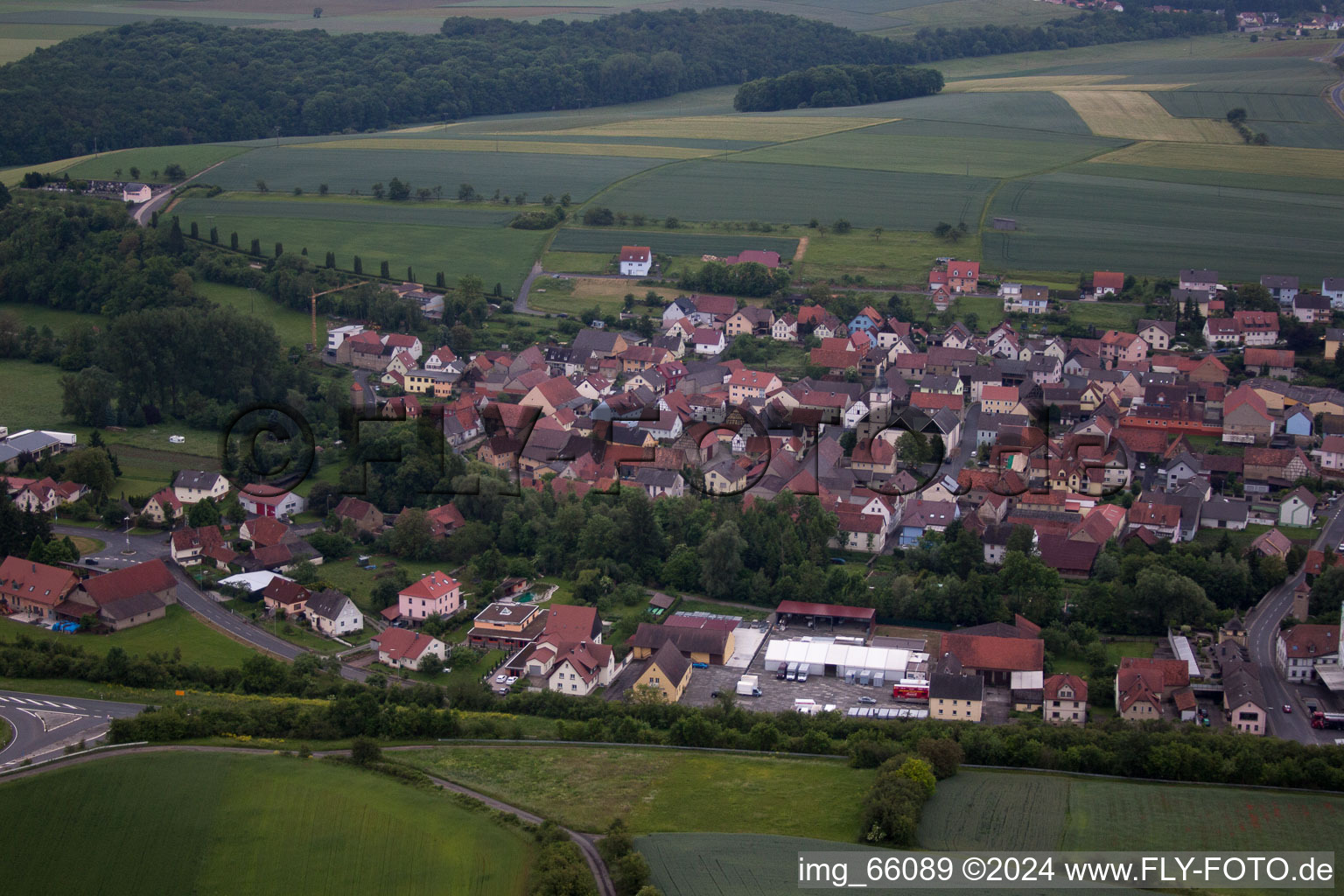 Drone image of Gänheim in the state Bavaria, Germany