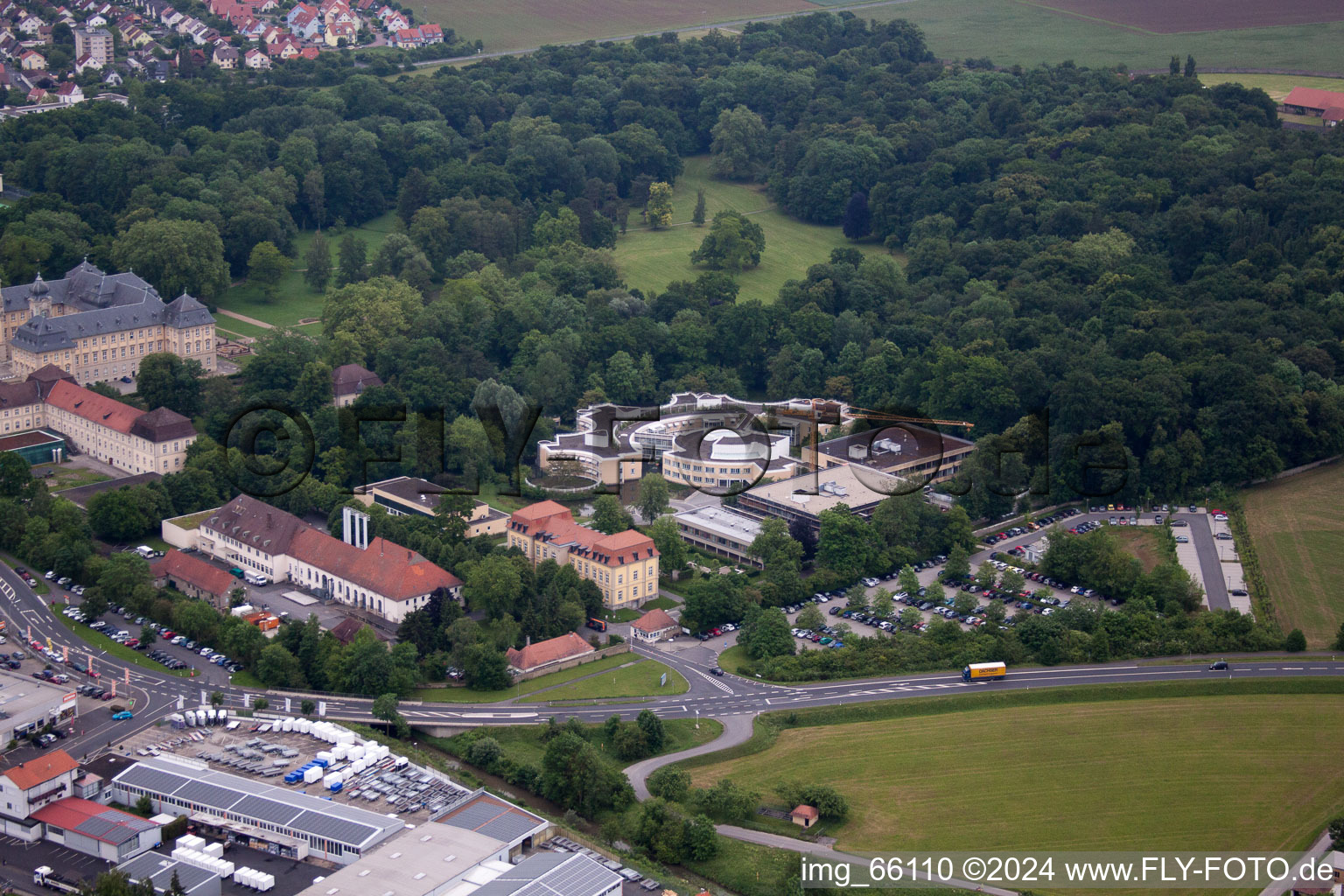 Werneck in the state Bavaria, Germany from the plane