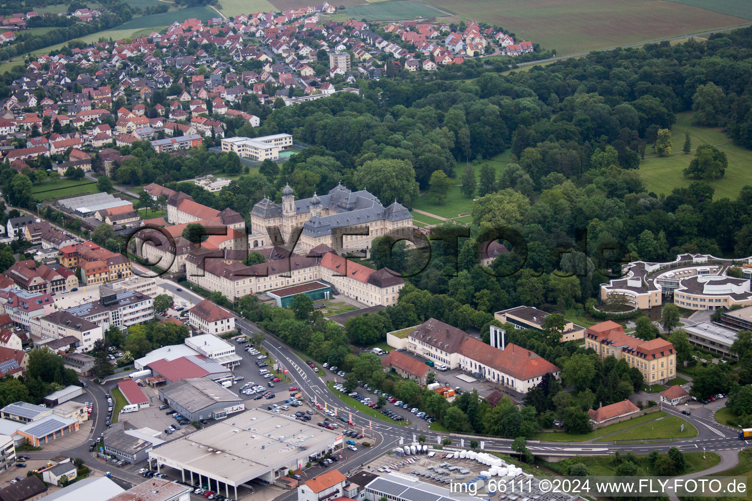 Bird's eye view of Werneck in the state Bavaria, Germany