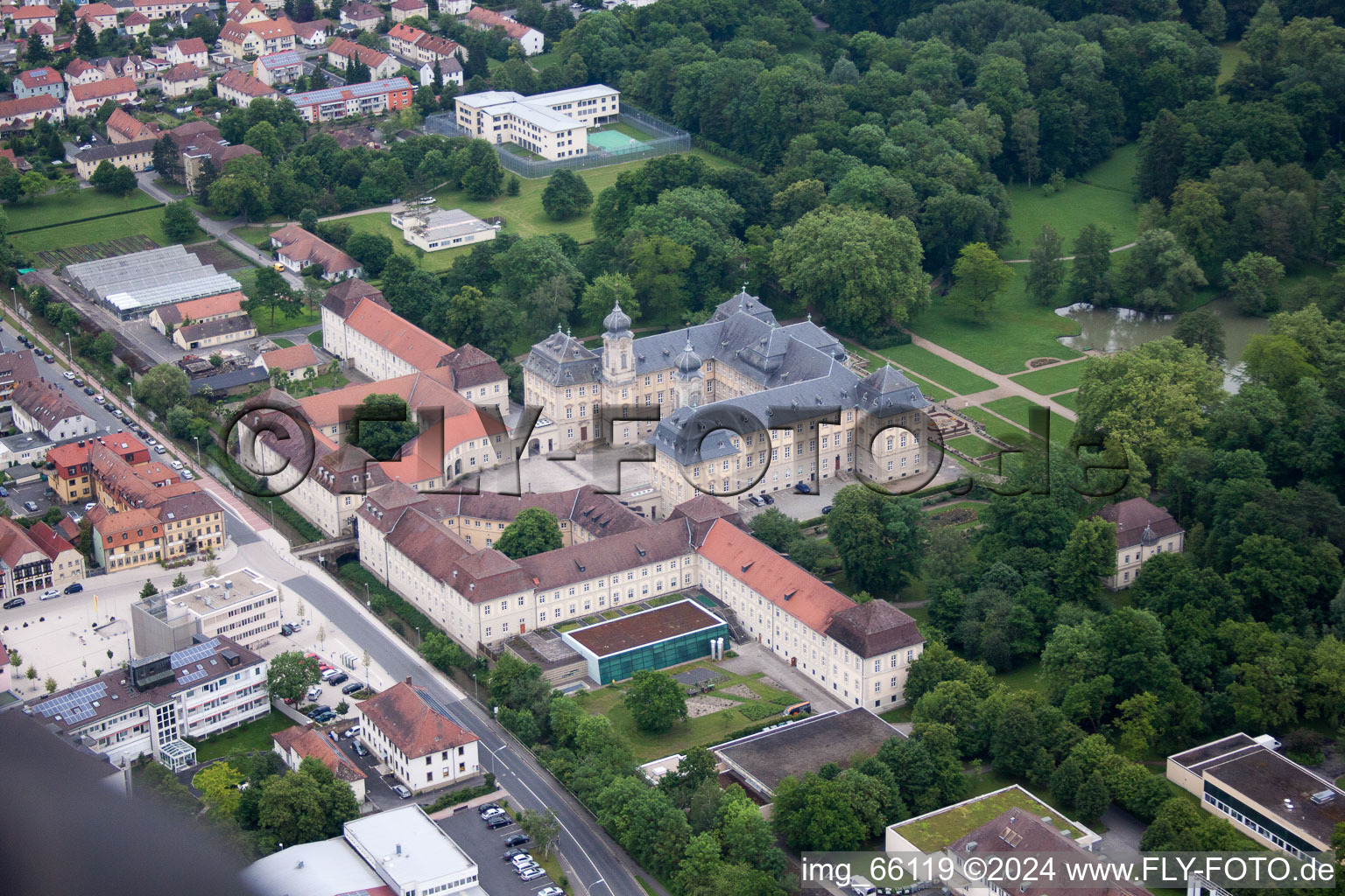 Aerial view of Werneck in the state Bavaria, Germany