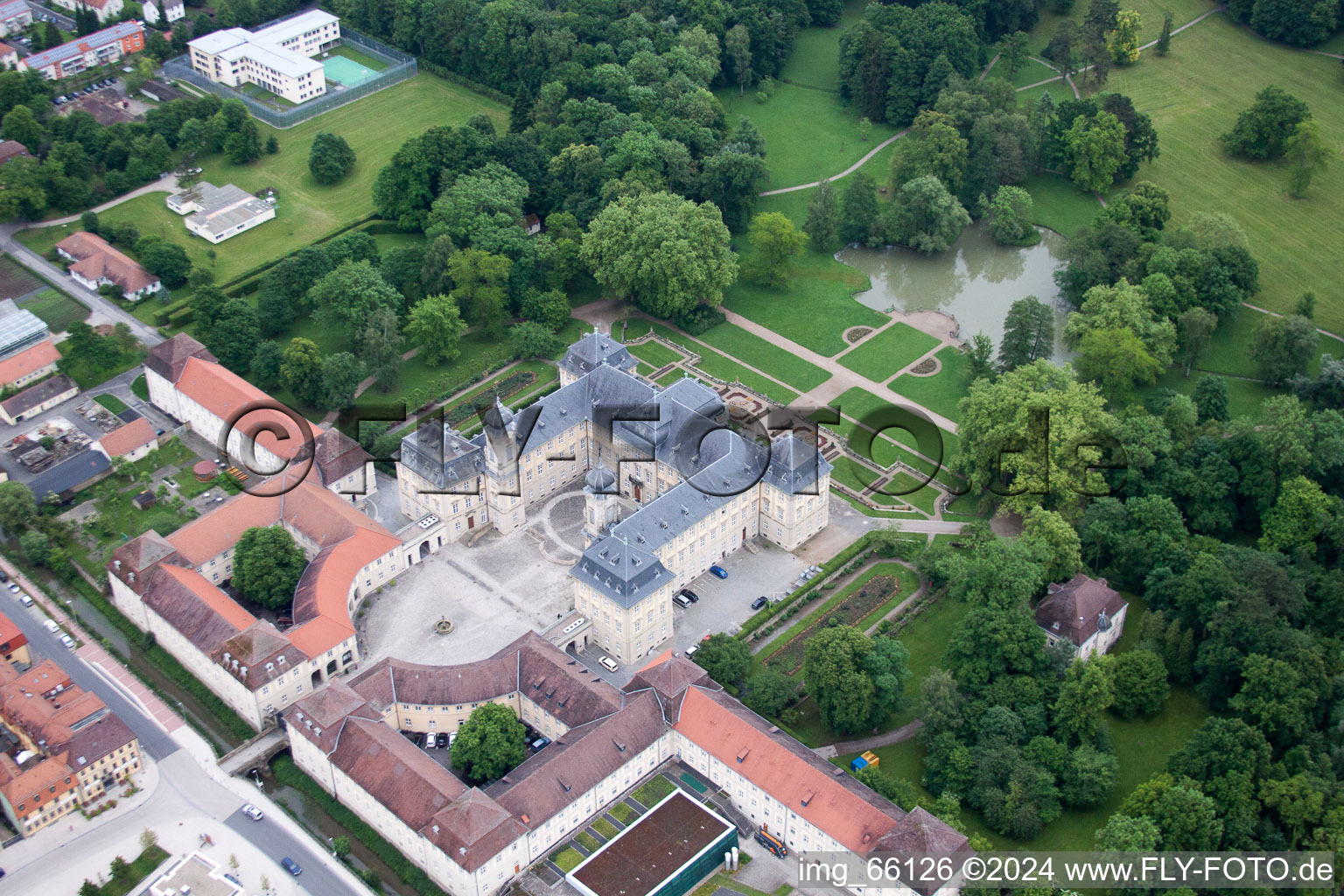 Werneck in the state Bavaria, Germany seen from above