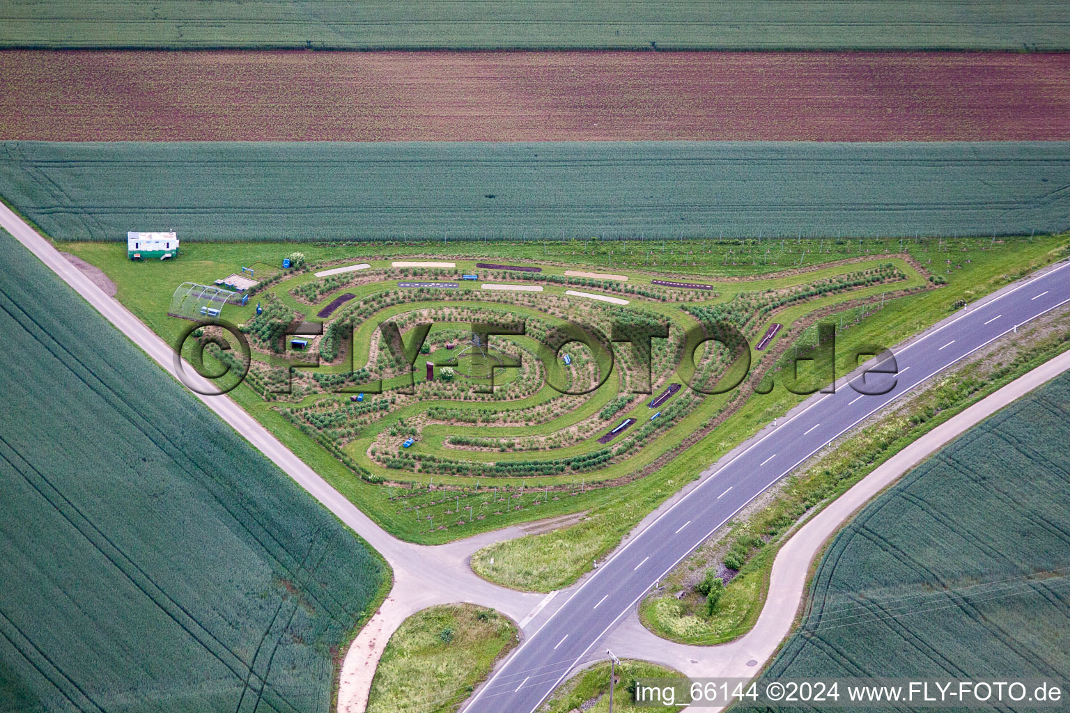 Spirals for vegetable growing ranks in Bergrheinfeld in the state Bavaria