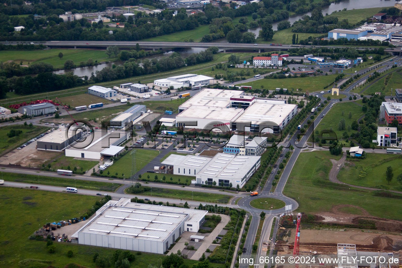 Hafenstr industrial area in Schweinfurt in the state Bavaria, Germany from above