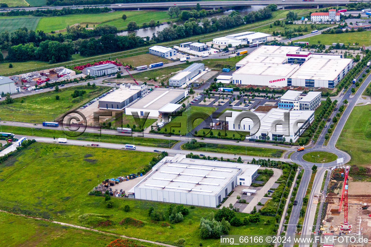 Industrial estate and company settlement Maintal with SRAM in Schweinfurt in the state Bavaria, Germany