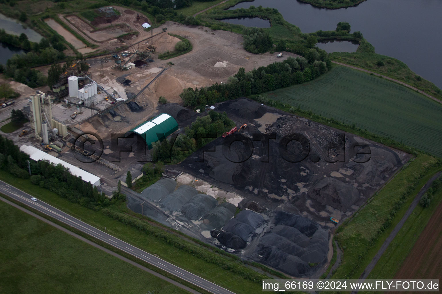 Hafenstr industrial area in Schweinfurt in the state Bavaria, Germany seen from above