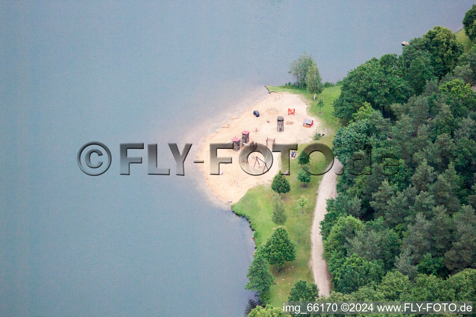 Oblique view of Quarry lake in Schweinfurt in the state Bavaria, Germany