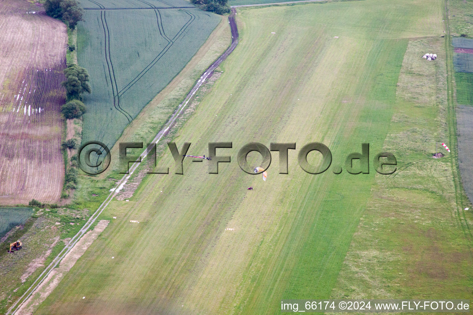 Aerial view of Approaching EDFS in Schweinfurt in the state Bavaria, Germany