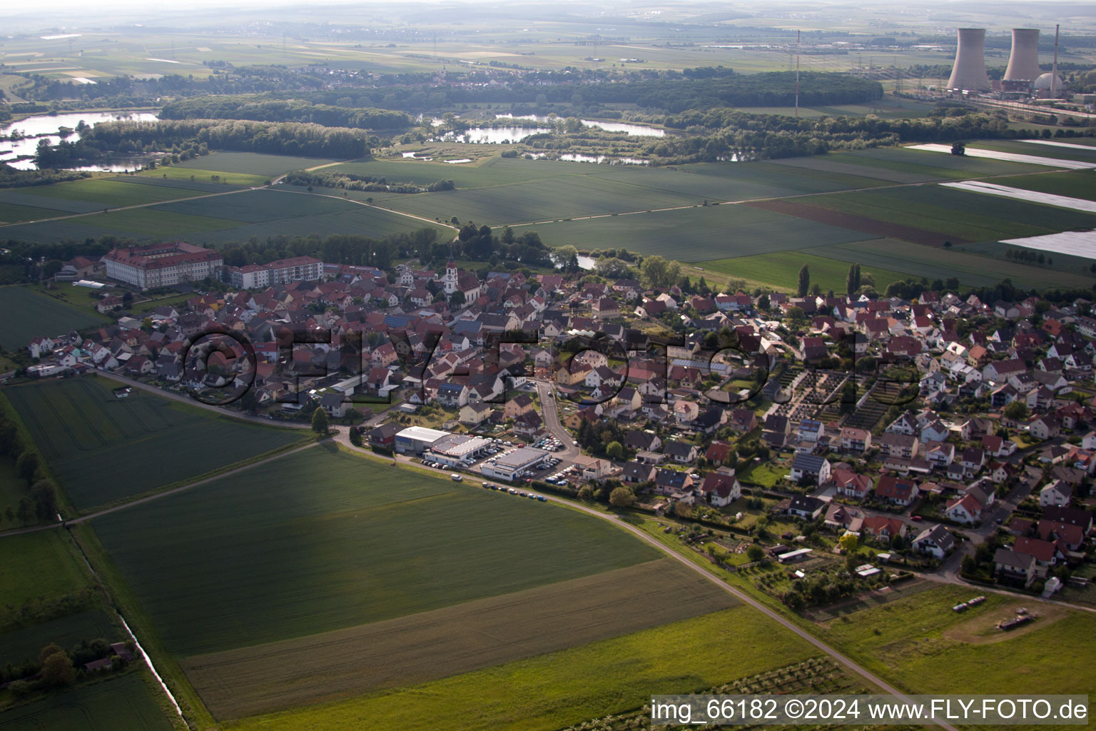 District Heidenfeld in Röthlein in the state Bavaria, Germany seen from above