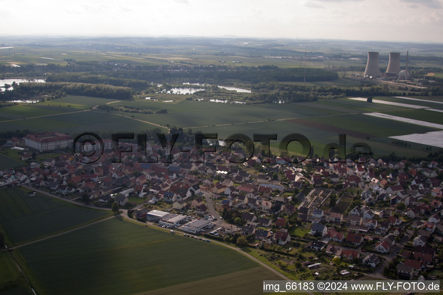 District Heidenfeld in Röthlein in the state Bavaria, Germany from the plane