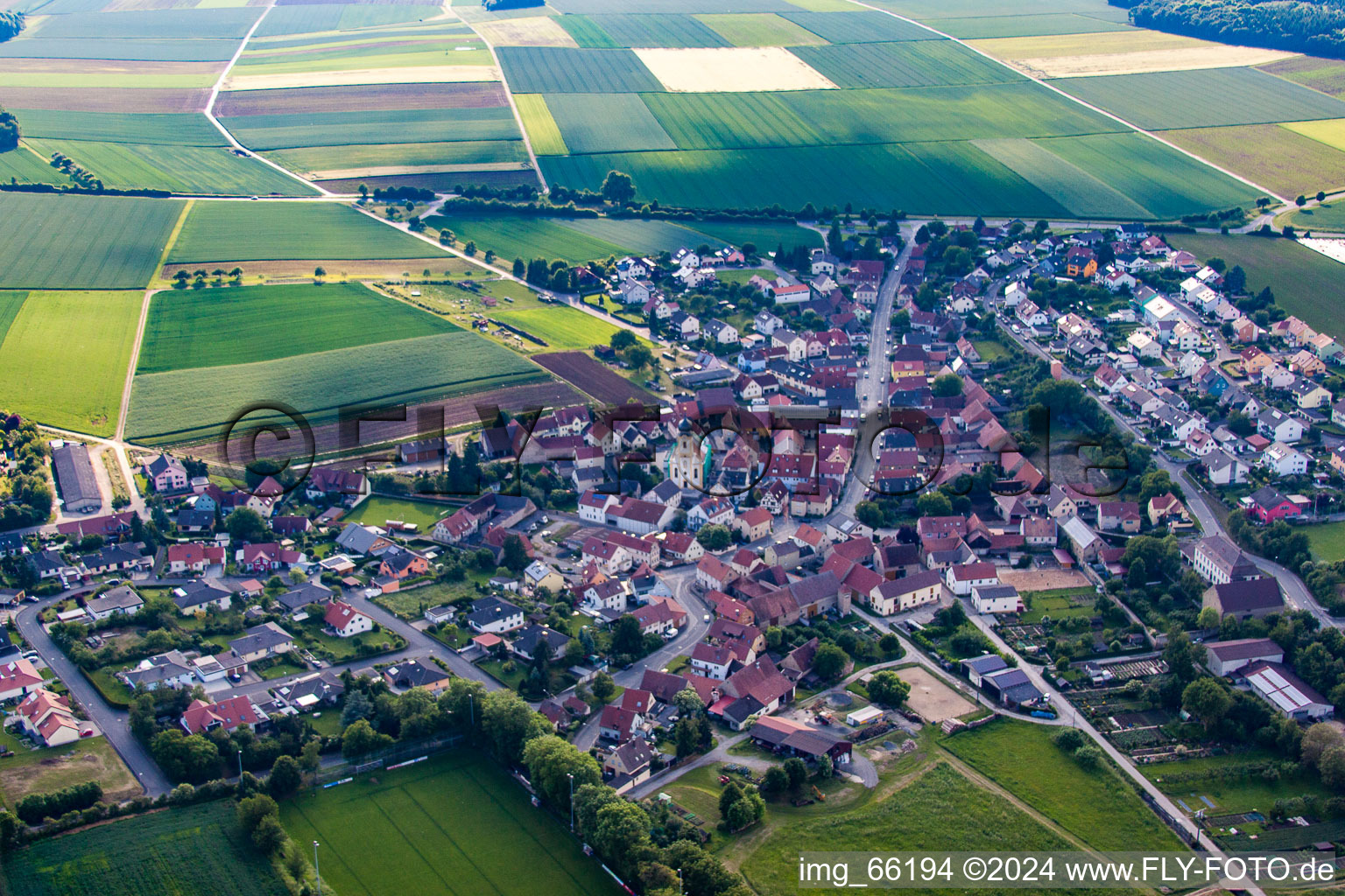 Aerial view of District Theilheim in Waigolshausen in the state Bavaria, Germany