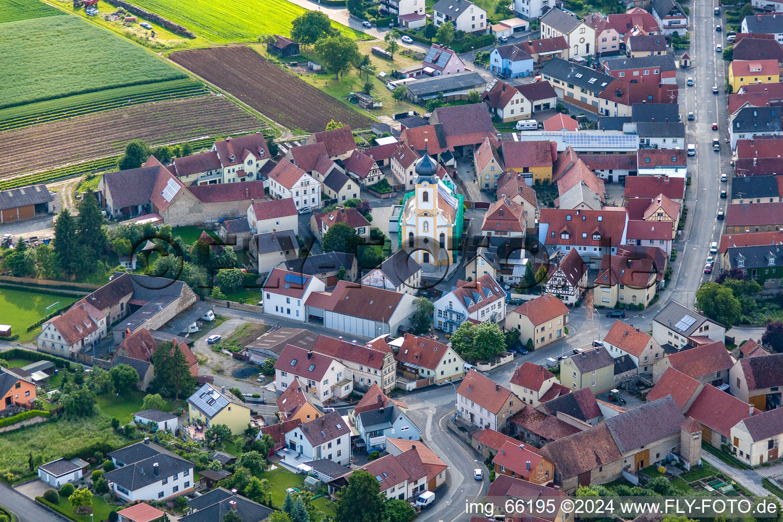 Aerial view of Theilheim in the state Bavaria, Germany