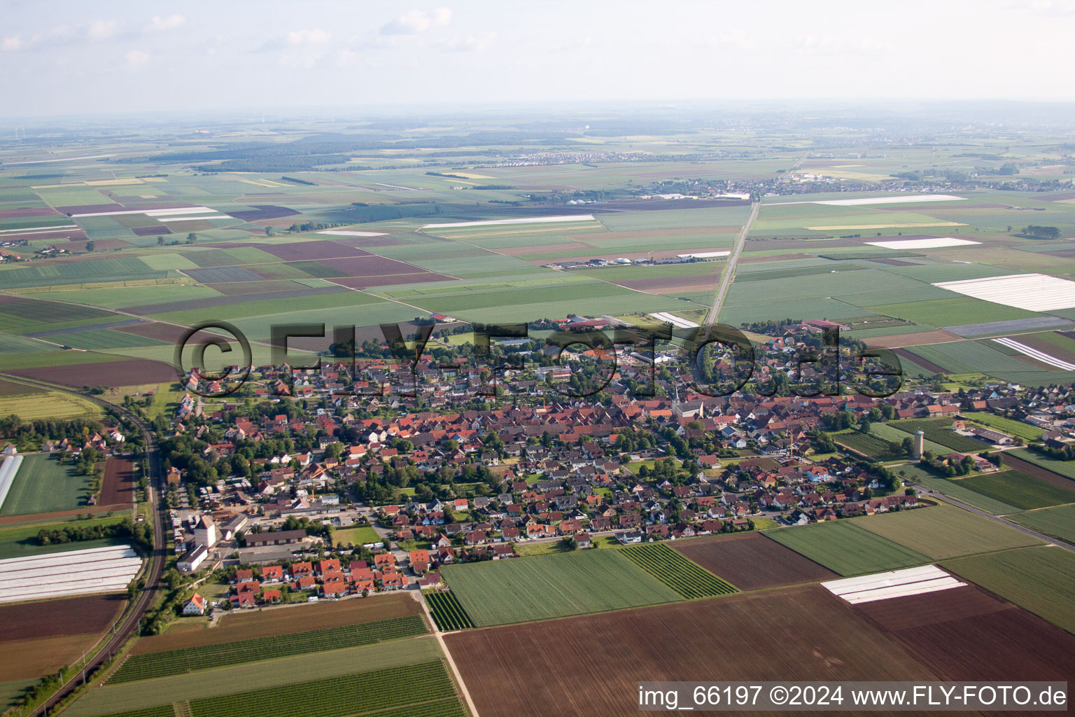 Bergtheim in the state Bavaria, Germany seen from above