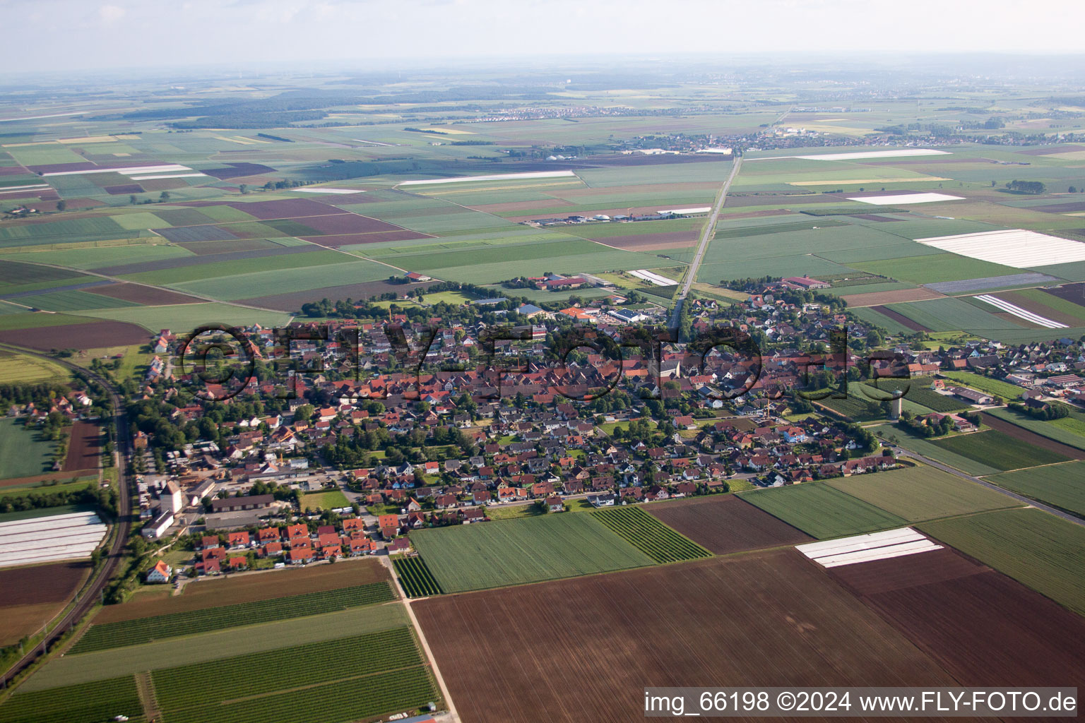 Town View of the streets and houses of the residential areas in Bergtheim in the state Bavaria