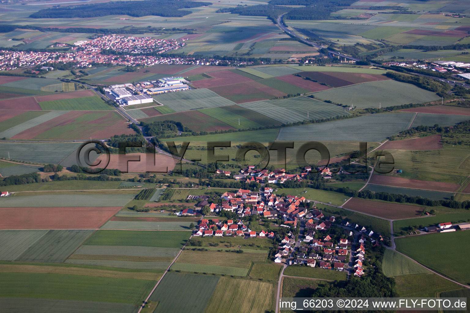 Village view in the district Mühlhausen in Estenfeld in the state Bavaria, Germany