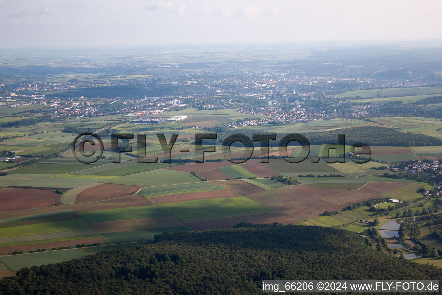 Aerial view of Rimpar in the state Bavaria, Germany