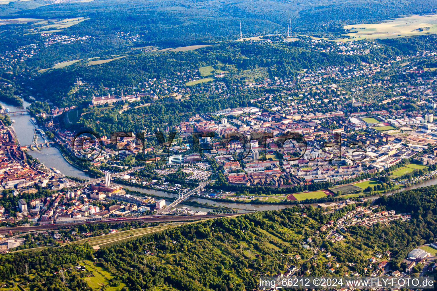 Aerial view of District Zellerau in Würzburg in the state Bavaria, Germany