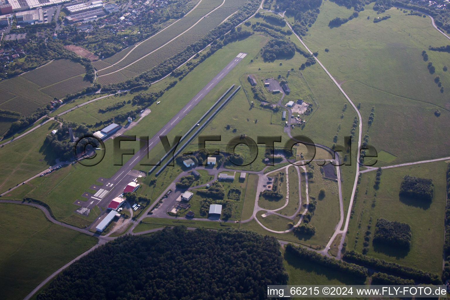 Aerial view of Airport in Würzburg in the state Bavaria, Germany