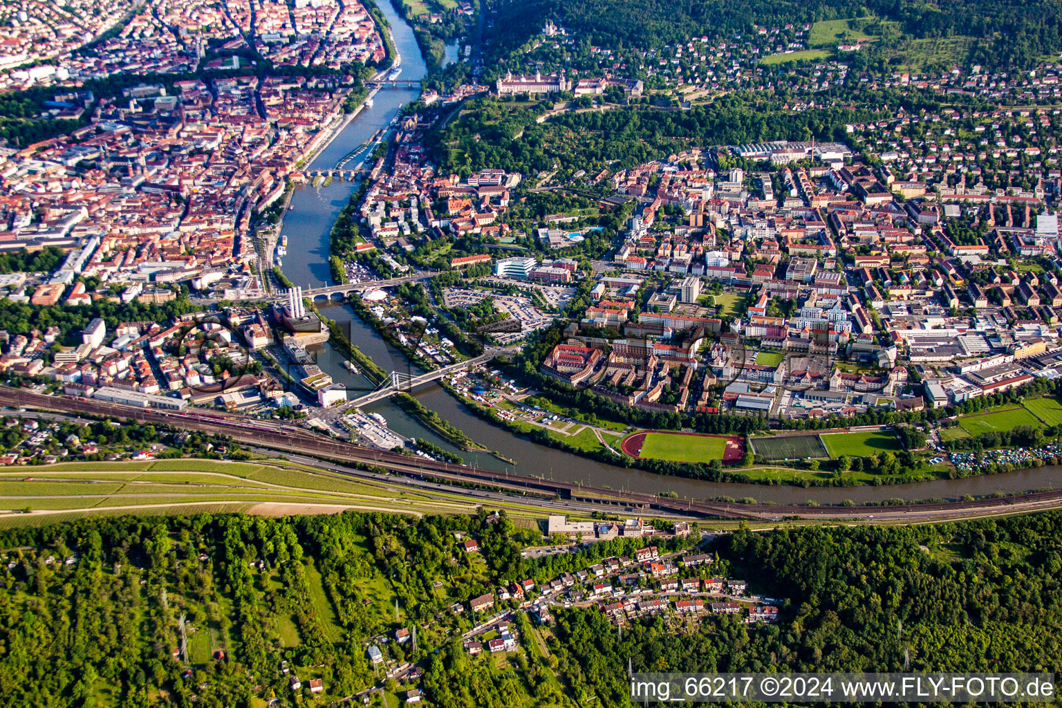 Aerial view of Würzburg, Zellerau in Zellerau in the state Bavaria, Germany