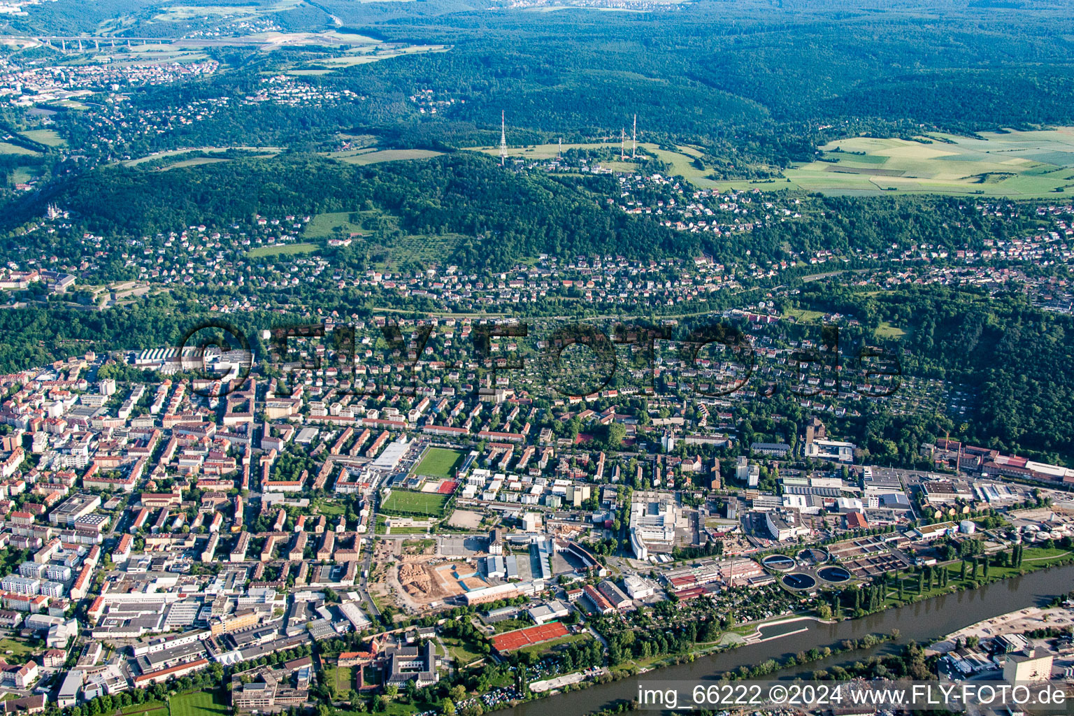 Würzburg, Zellerau in Zellerau in the state Bavaria, Germany from above