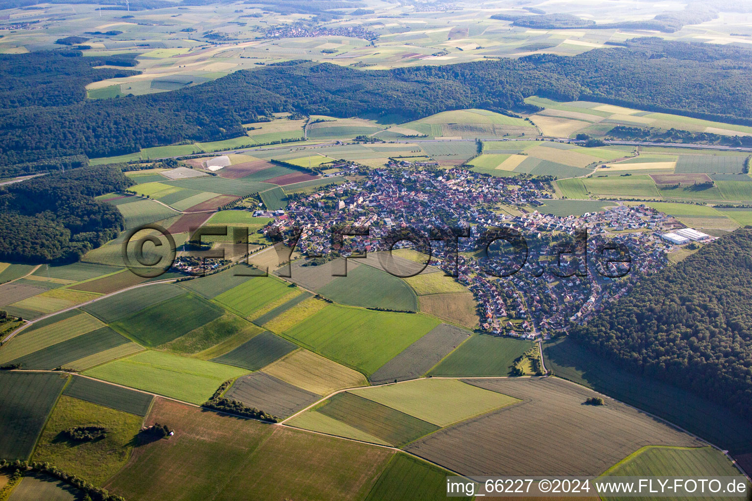 Waldbrunn in the state Bavaria, Germany from above