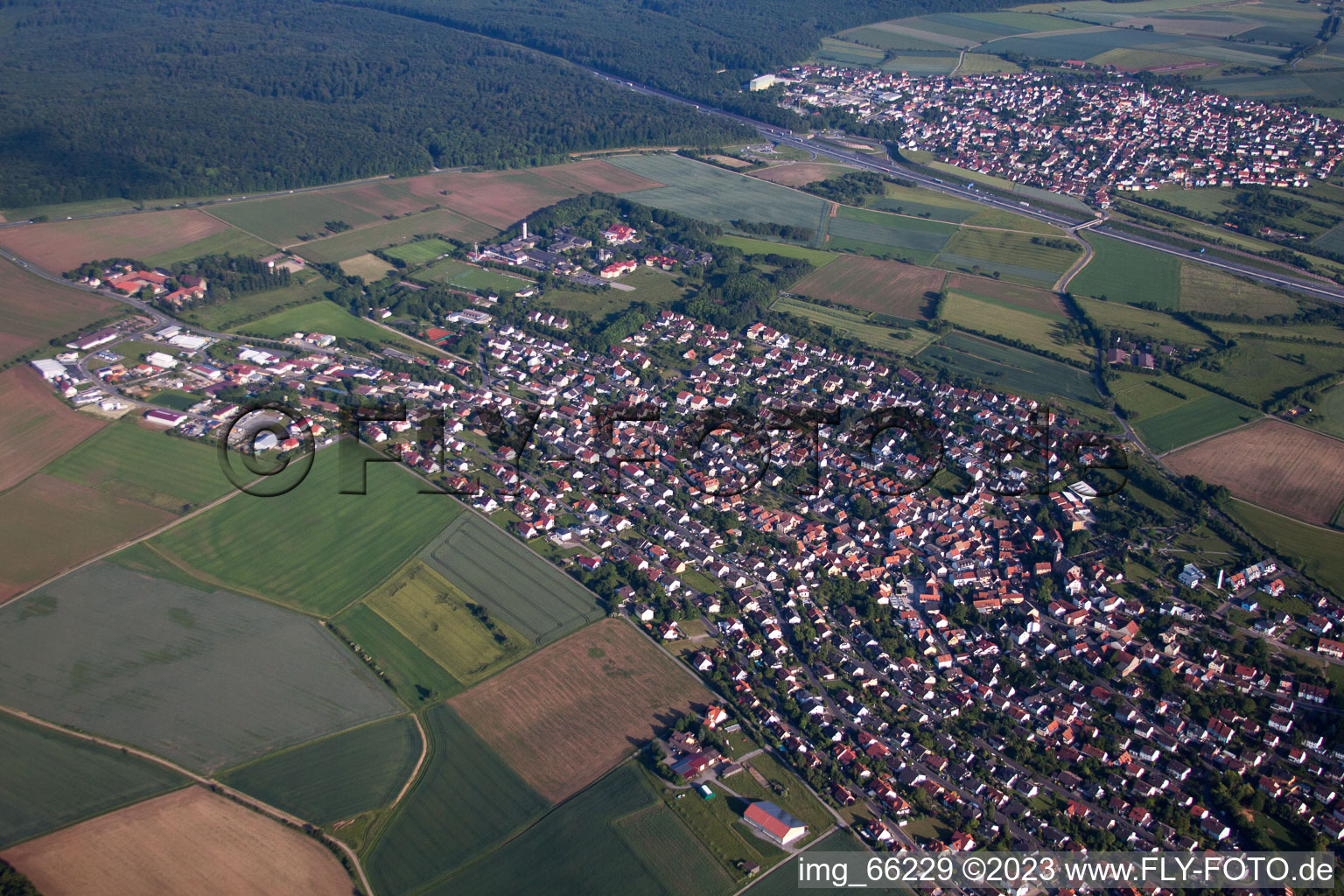 Drone image of Eisingen in the state Bavaria, Germany