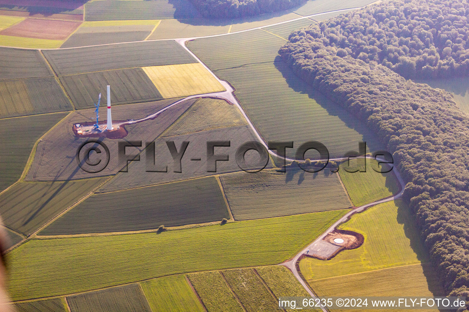 Aerial view of Oberaltertheim in the state Bavaria, Germany