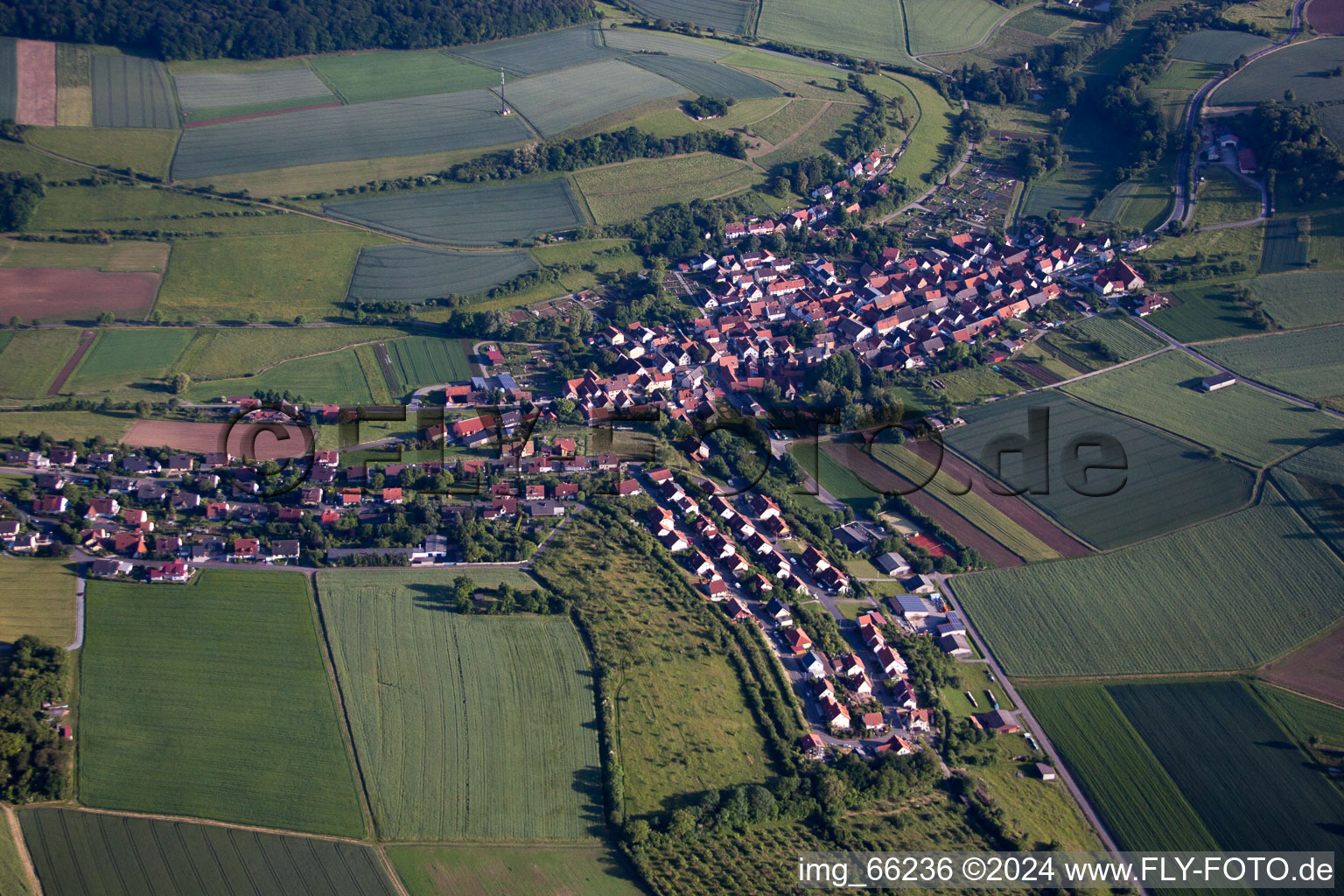 Aerial view of District Unteraltertheim in Altertheim in the state Bavaria, Germany