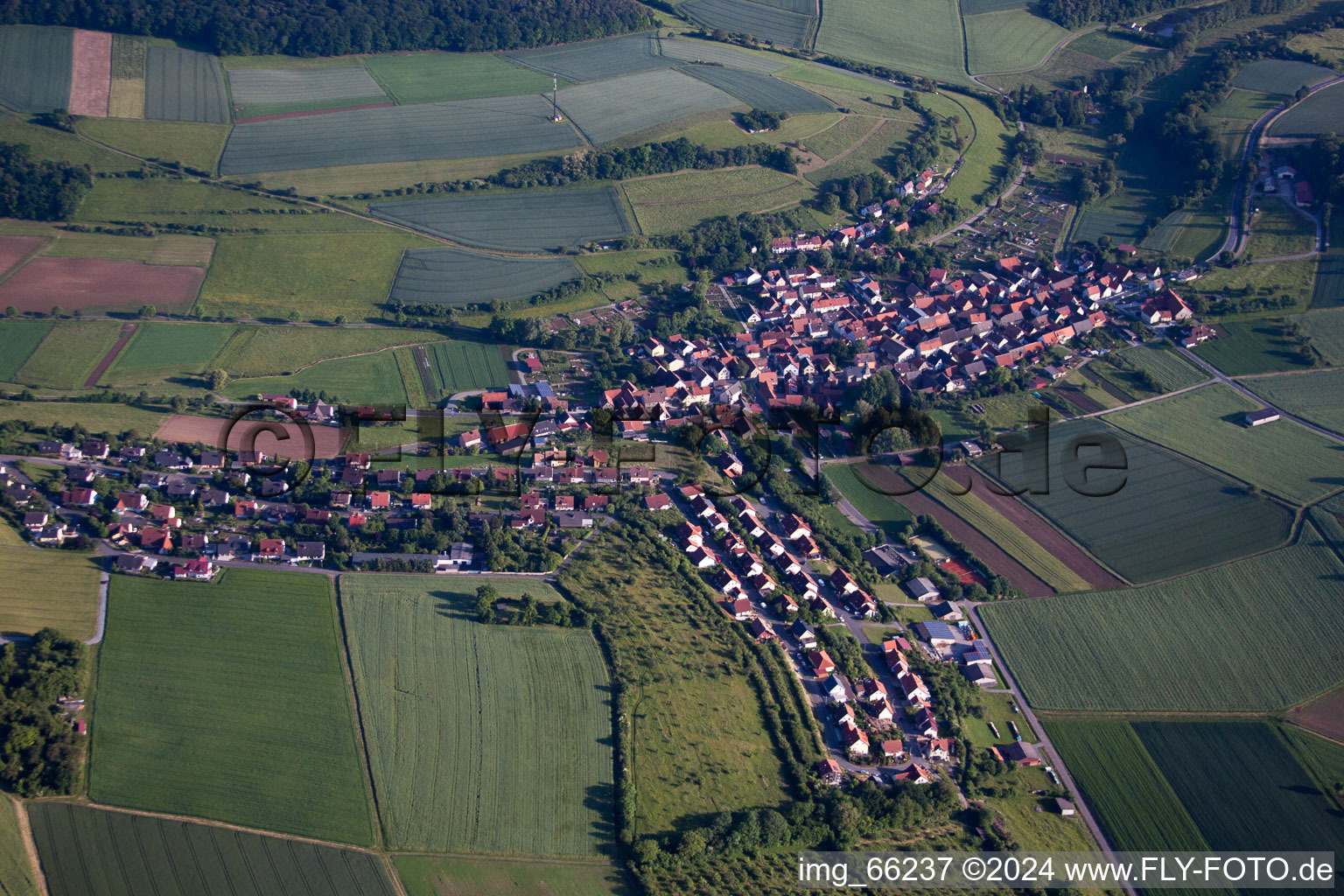 Aerial photograpy of District Unteraltertheim in Altertheim in the state Bavaria, Germany