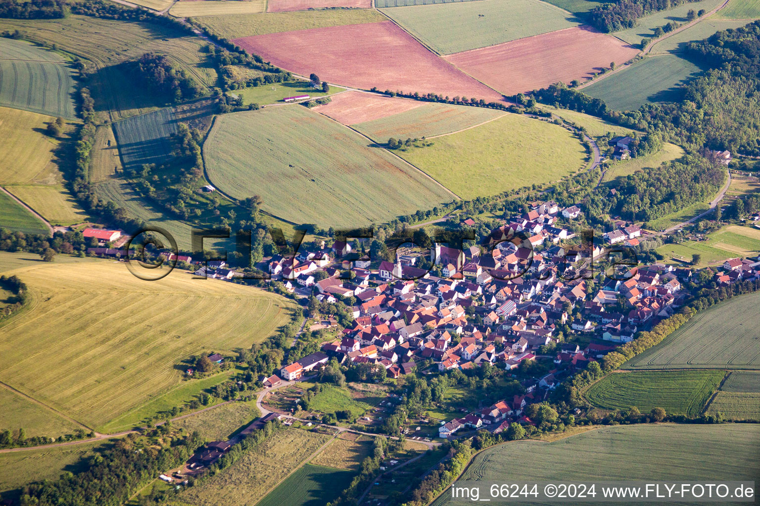 Oblique view of District Unteraltertheim in Altertheim in the state Bavaria, Germany