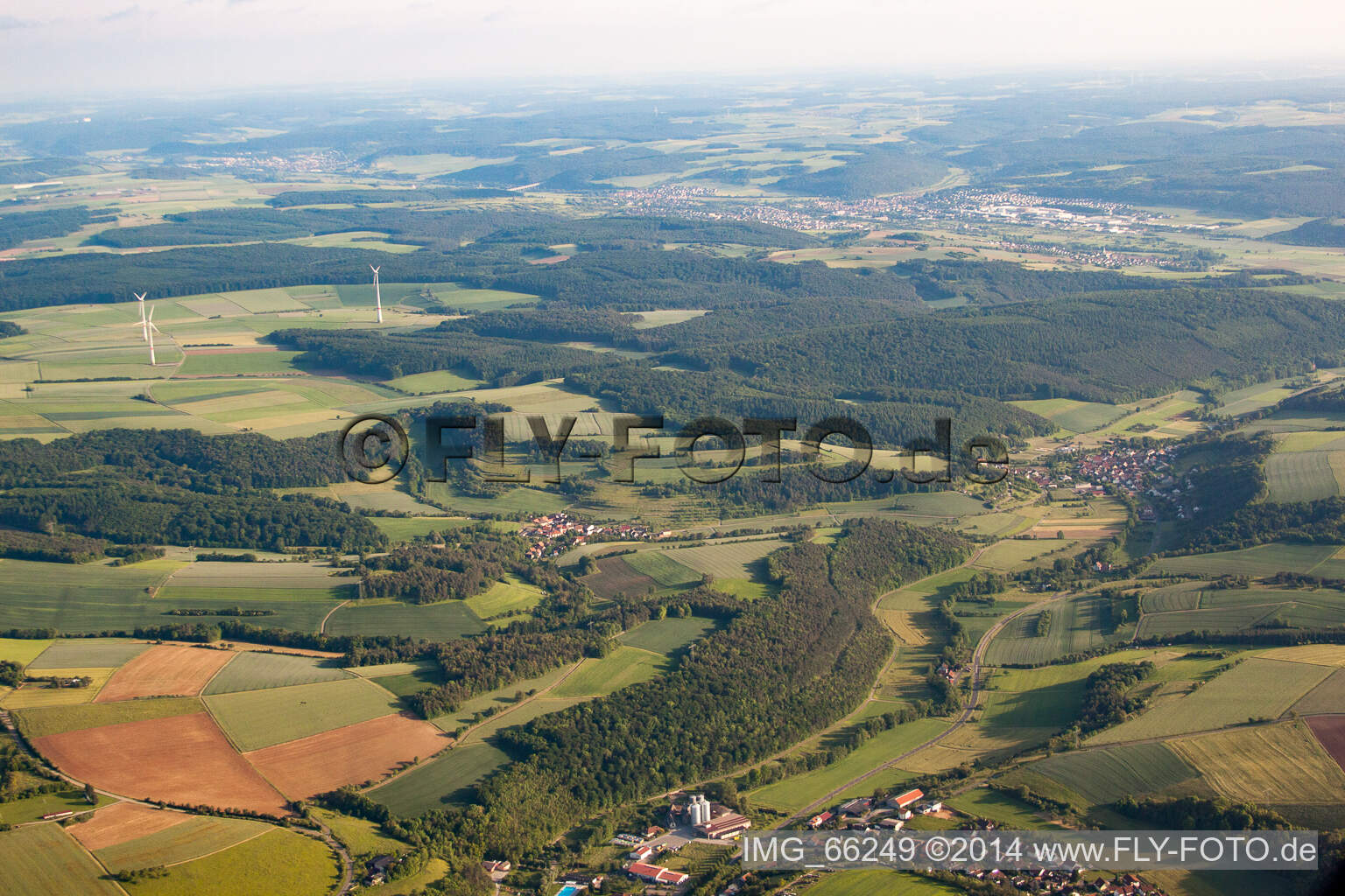 Aerial view of Steinbach in Altertheim in the state Bavaria, Germany