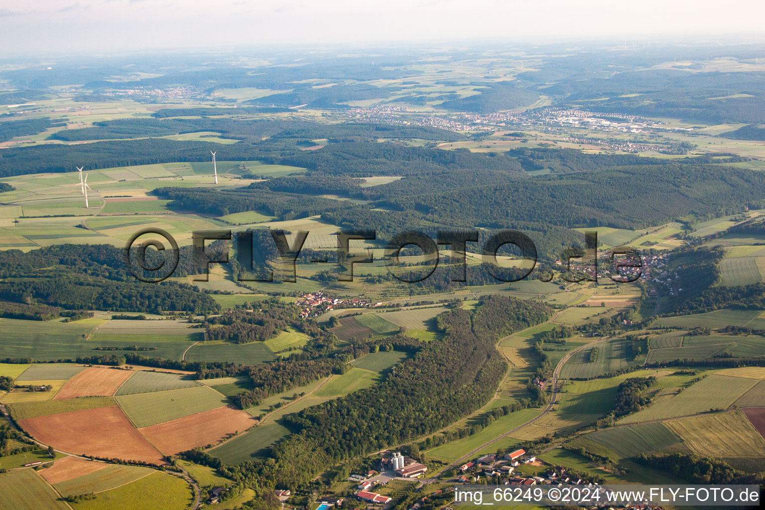 Aerial view of Steinbach in Altertheim in the state Bavaria, Germany