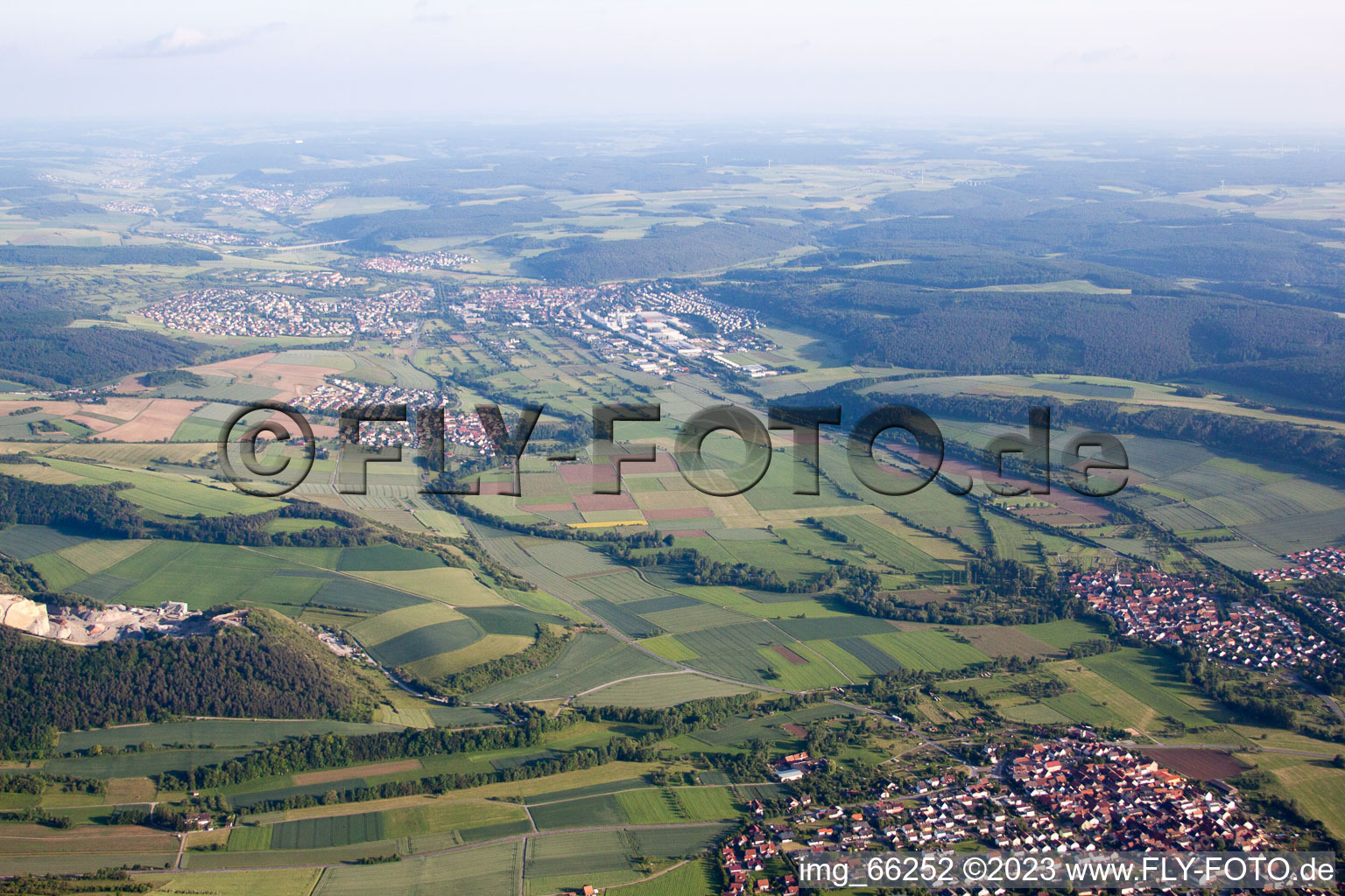 Tauberbischofsheim in the state Baden-Wuerttemberg, Germany from above