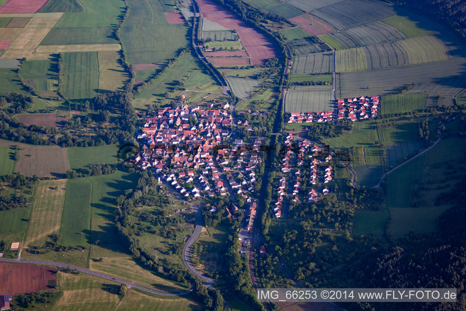Tauberbischofsheim in the state Baden-Wuerttemberg, Germany out of the air
