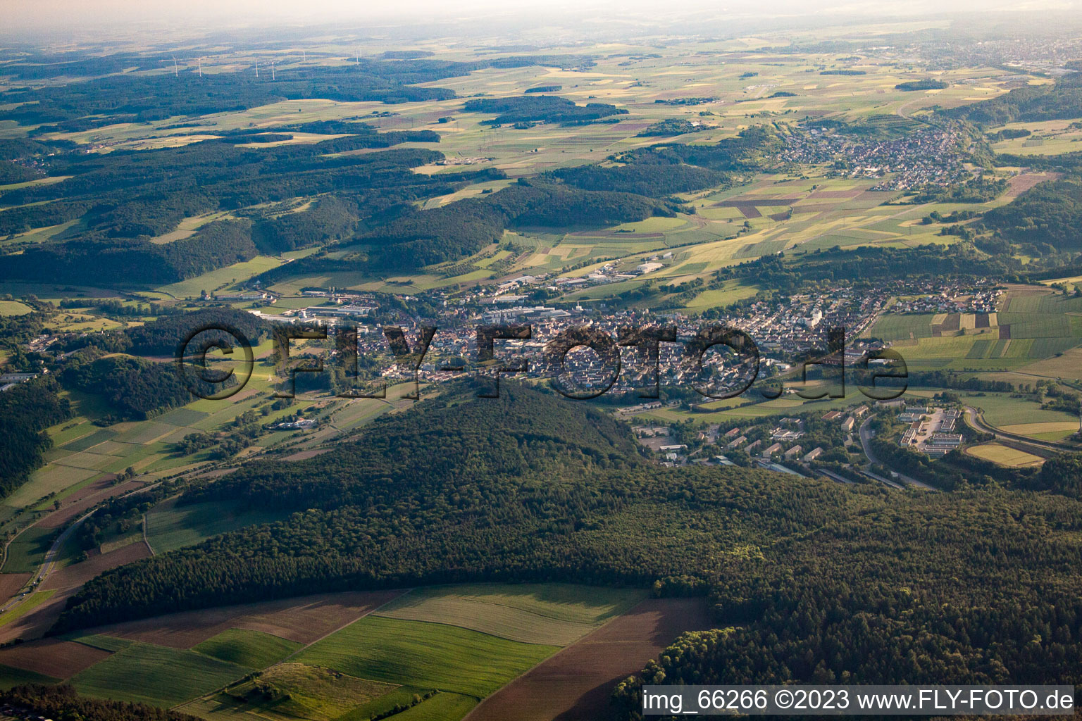 Aerial photograpy of Hardheim in the state Baden-Wuerttemberg, Germany