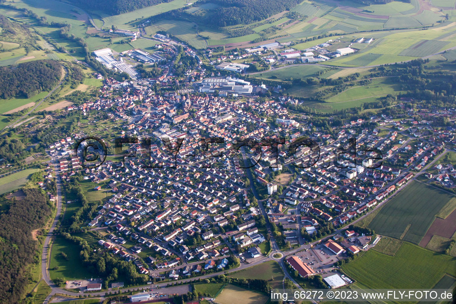 Hardheim in the state Baden-Wuerttemberg, Germany seen from above