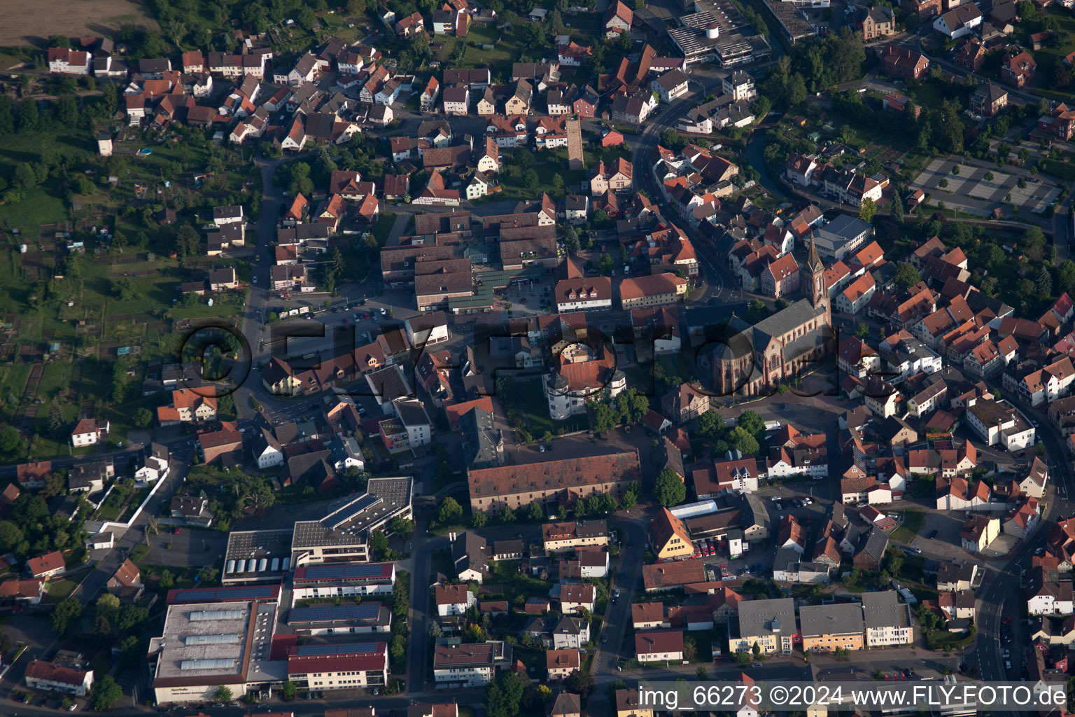 Hardheim in the state Baden-Wuerttemberg, Germany from the plane