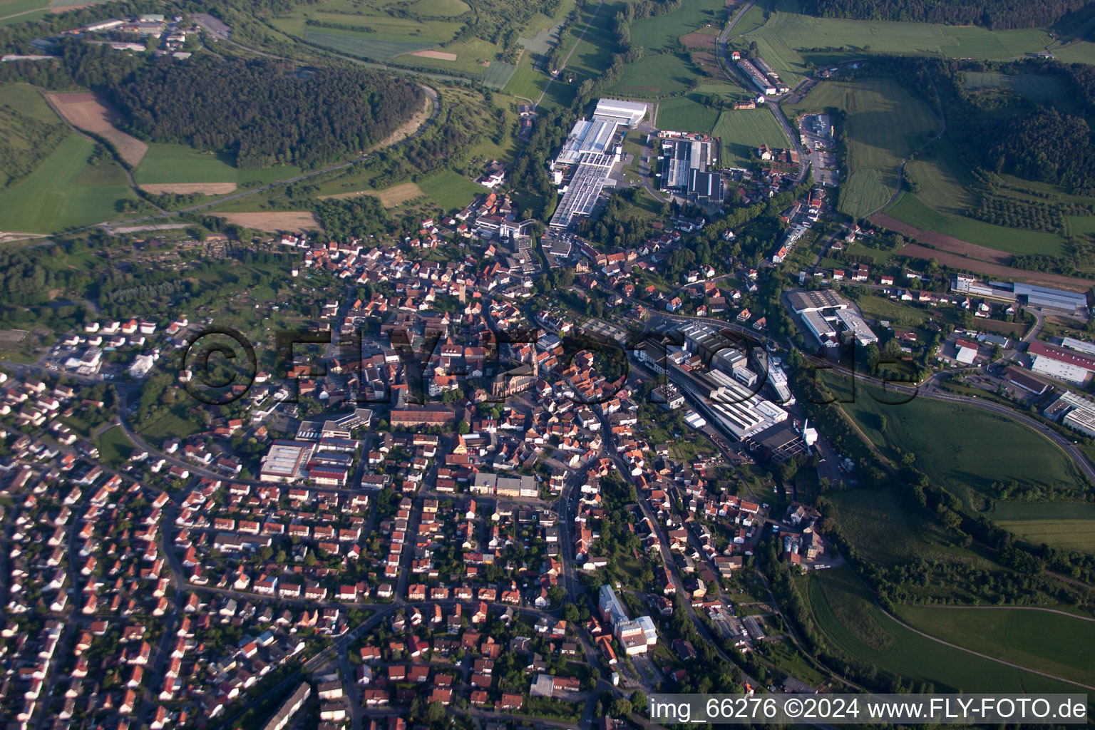 Bird's eye view of Hardheim in the state Baden-Wuerttemberg, Germany