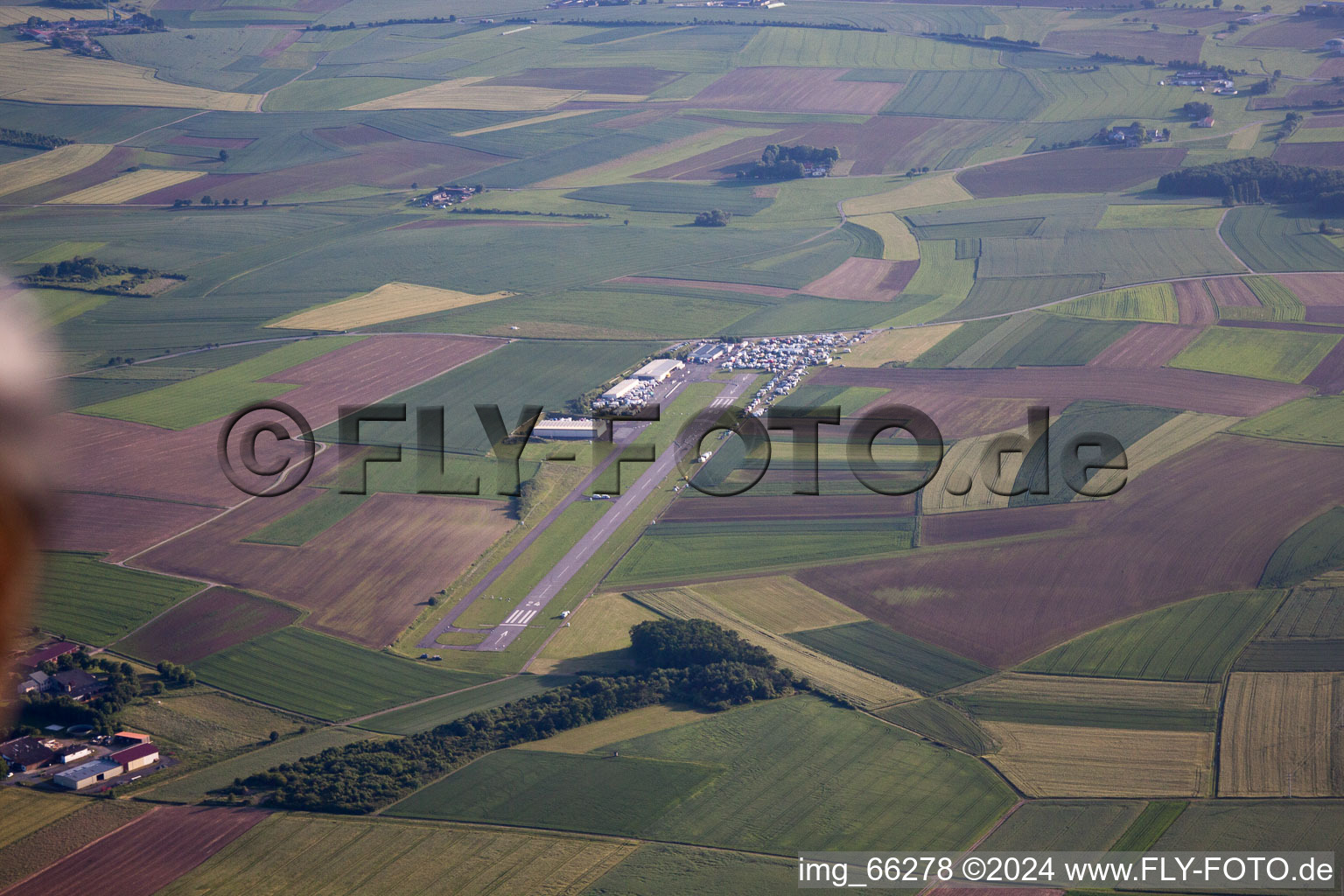 Aerial view of Airport in Walldürn in the state Baden-Wuerttemberg, Germany