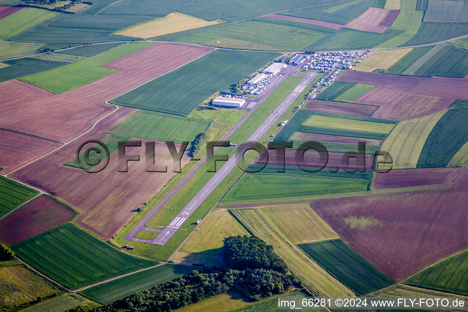 Runway with tarmac terrain of airfield Wallduern in Wallduern in the state Baden-Wurttemberg, Germany